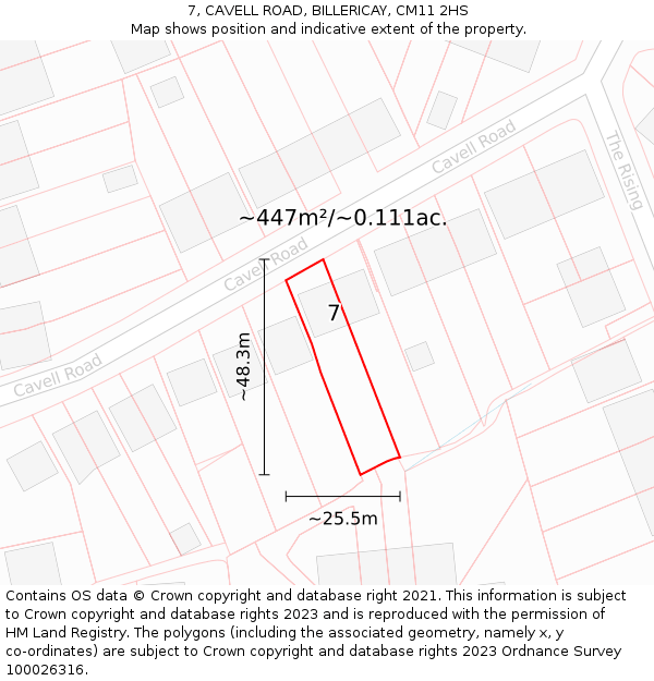 7, CAVELL ROAD, BILLERICAY, CM11 2HS: Plot and title map