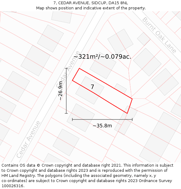 7, CEDAR AVENUE, SIDCUP, DA15 8NL: Plot and title map