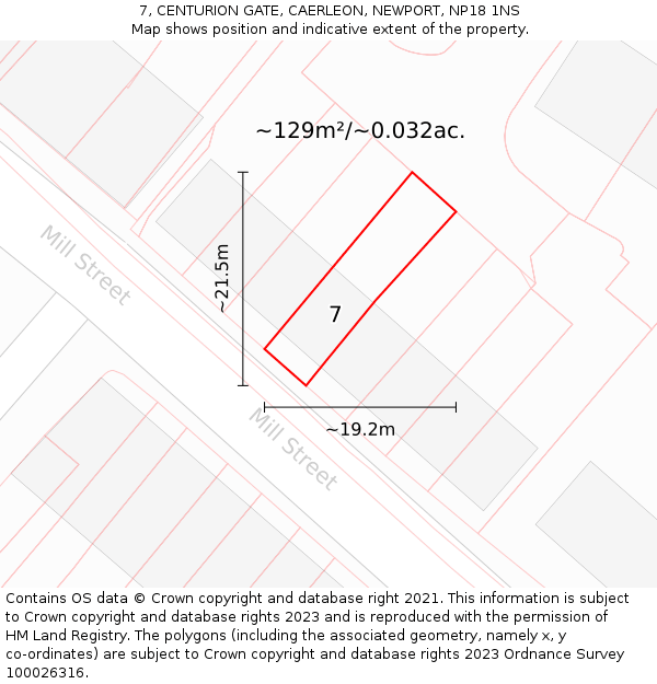 7, CENTURION GATE, CAERLEON, NEWPORT, NP18 1NS: Plot and title map