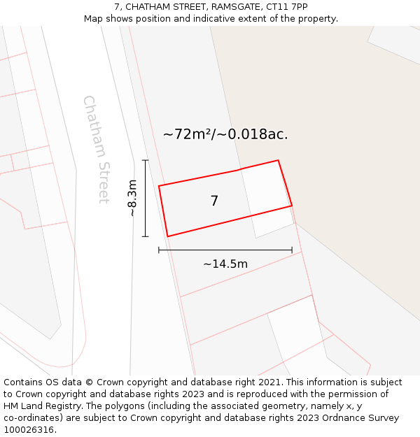 7, CHATHAM STREET, RAMSGATE, CT11 7PP: Plot and title map