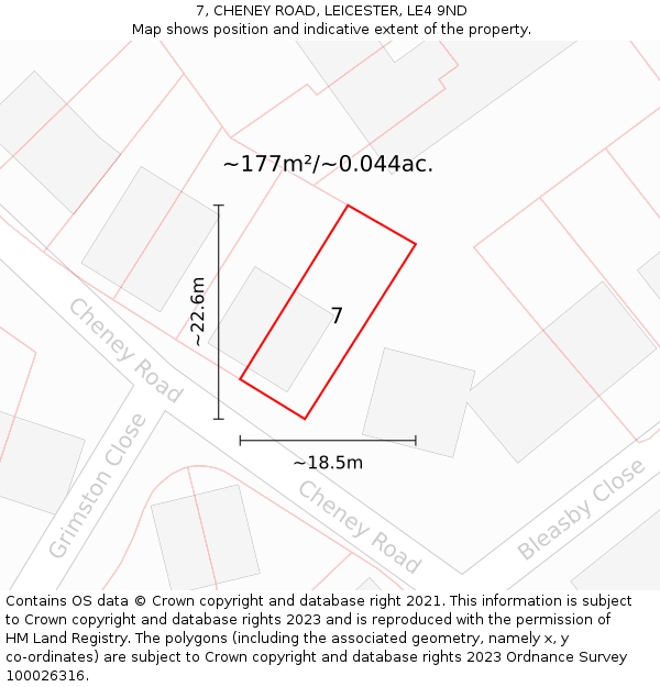 7, CHENEY ROAD, LEICESTER, LE4 9ND: Plot and title map