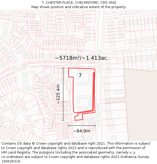 7, CHESTER PLACE, CHELMSFORD, CM1 4NQ: Plot and title map