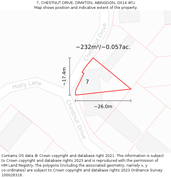 7, CHESTNUT DRIVE, DRAYTON, ABINGDON, OX14 4FU: Plot and title map