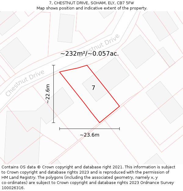 7, CHESTNUT DRIVE, SOHAM, ELY, CB7 5FW: Plot and title map