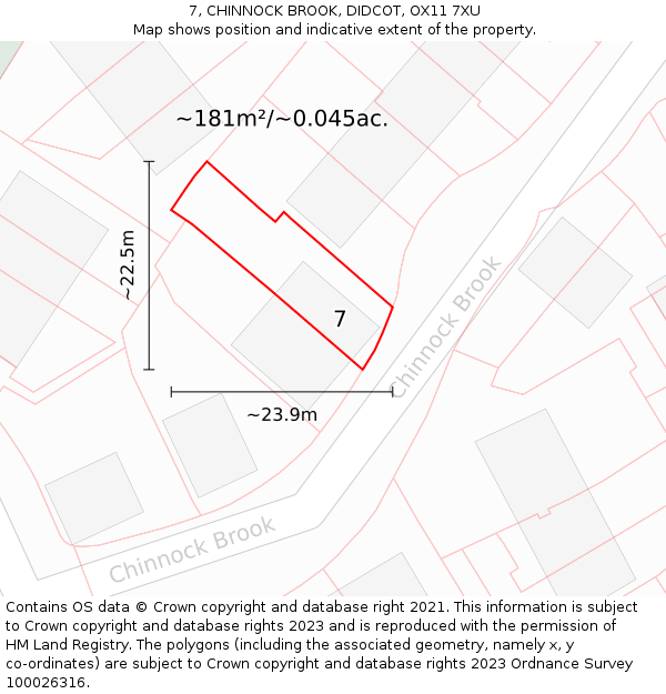 7, CHINNOCK BROOK, DIDCOT, OX11 7XU: Plot and title map