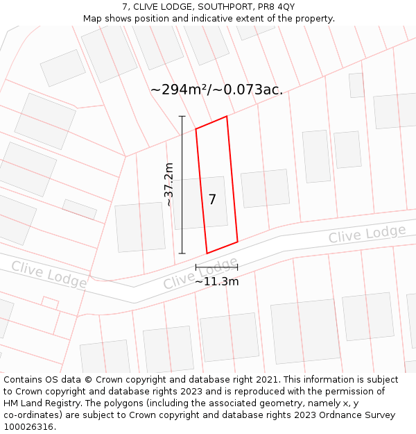 7, CLIVE LODGE, SOUTHPORT, PR8 4QY: Plot and title map