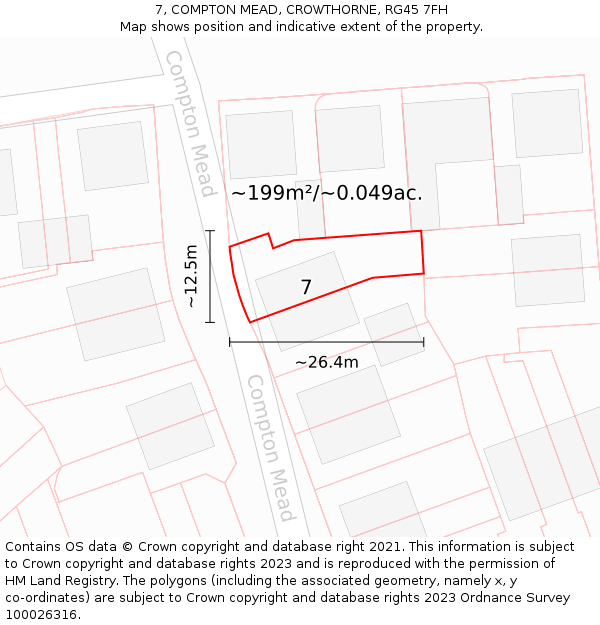 7, COMPTON MEAD, CROWTHORNE, RG45 7FH: Plot and title map