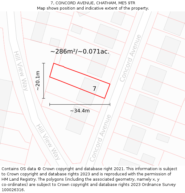 7, CONCORD AVENUE, CHATHAM, ME5 9TR: Plot and title map