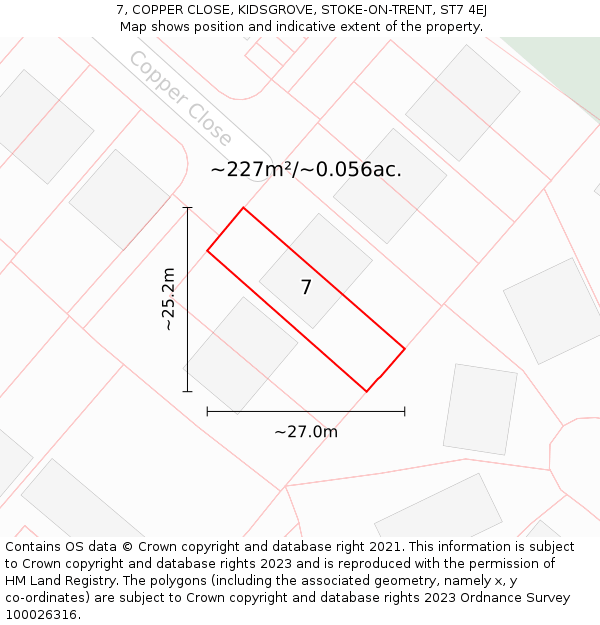 7, COPPER CLOSE, KIDSGROVE, STOKE-ON-TRENT, ST7 4EJ: Plot and title map