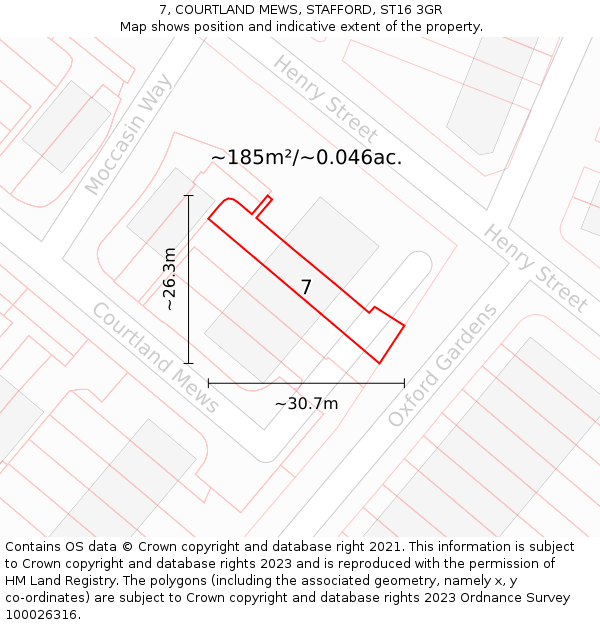 7, COURTLAND MEWS, STAFFORD, ST16 3GR: Plot and title map