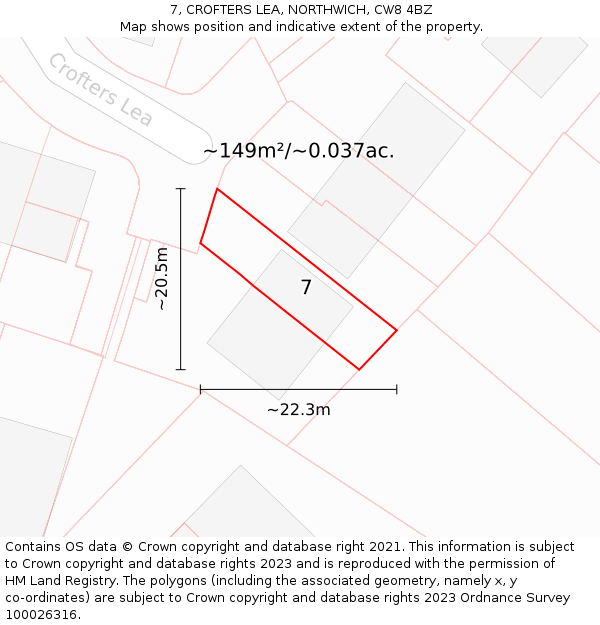 7, CROFTERS LEA, NORTHWICH, CW8 4BZ: Plot and title map
