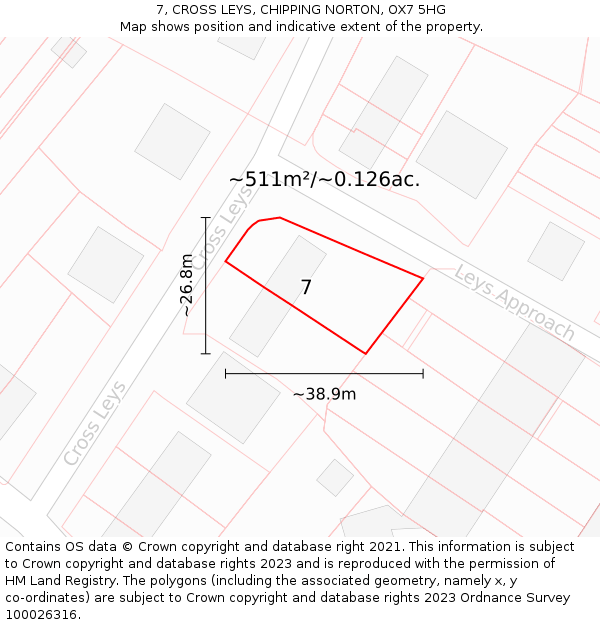 7, CROSS LEYS, CHIPPING NORTON, OX7 5HG: Plot and title map