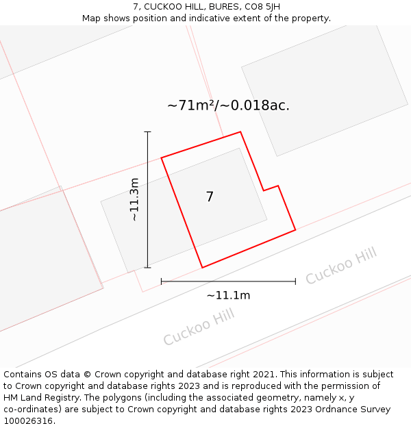 7, CUCKOO HILL, BURES, CO8 5JH: Plot and title map