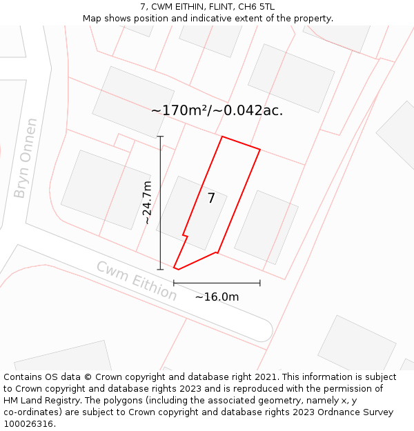 7, CWM EITHIN, FLINT, CH6 5TL: Plot and title map