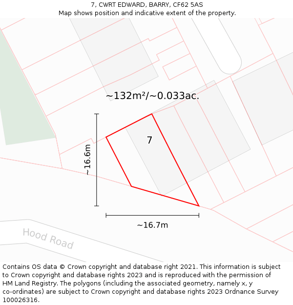 7, CWRT EDWARD, BARRY, CF62 5AS: Plot and title map