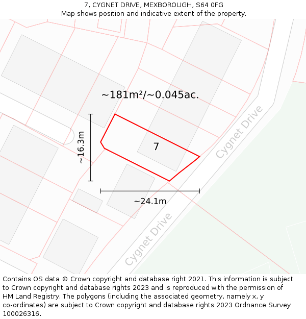 7, CYGNET DRIVE, MEXBOROUGH, S64 0FG: Plot and title map