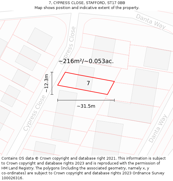 7, CYPRESS CLOSE, STAFFORD, ST17 0BB: Plot and title map
