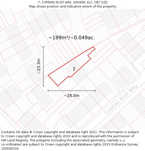 7, CYPRIAN RUST WAY, SOHAM, ELY, CB7 5ZE: Plot and title map