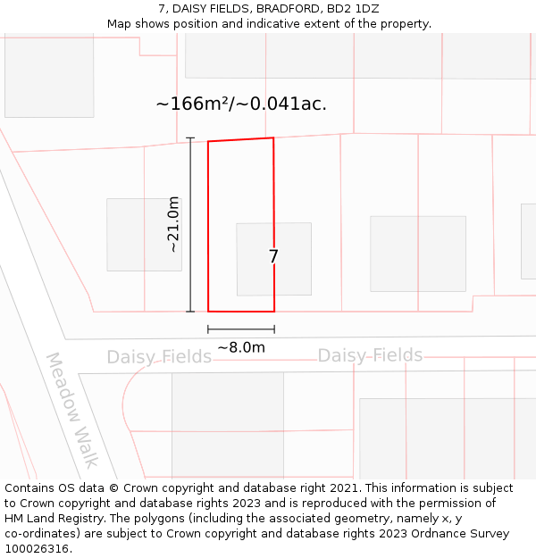 7, DAISY FIELDS, BRADFORD, BD2 1DZ: Plot and title map