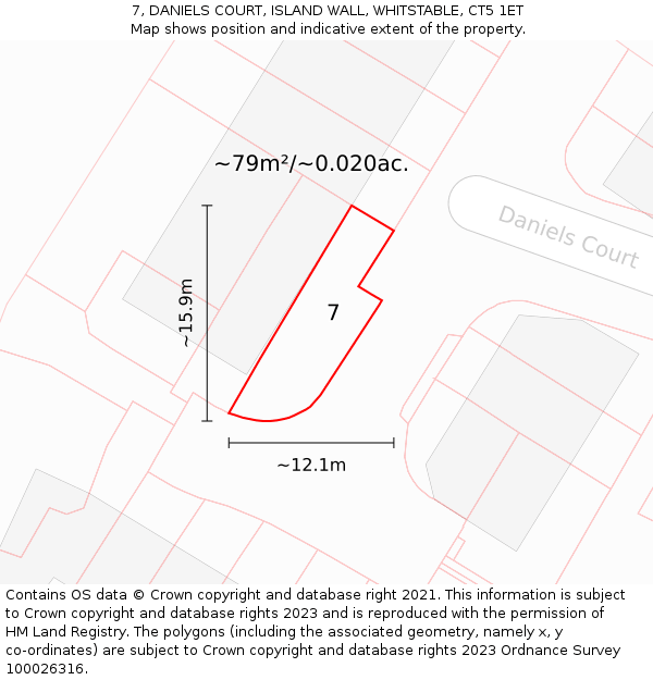 7, DANIELS COURT, ISLAND WALL, WHITSTABLE, CT5 1ET: Plot and title map
