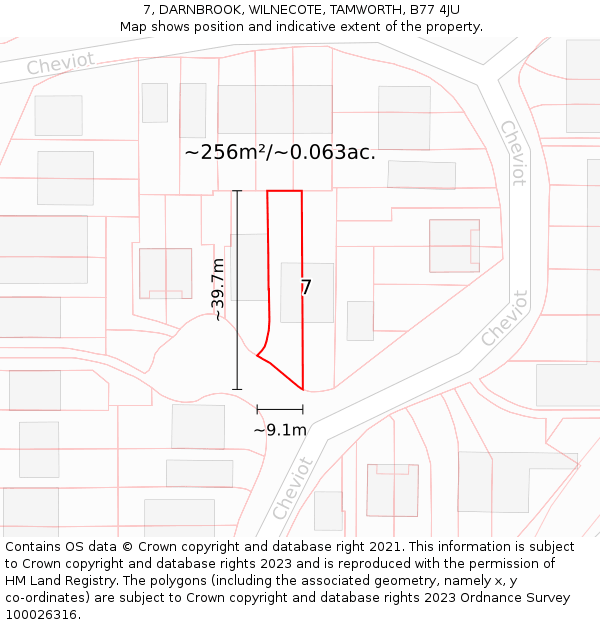 7, DARNBROOK, WILNECOTE, TAMWORTH, B77 4JU: Plot and title map