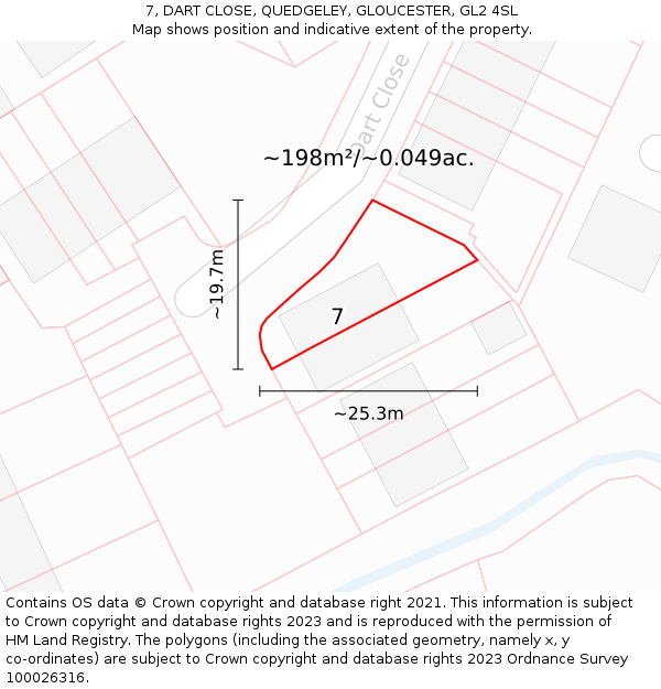 7, DART CLOSE, QUEDGELEY, GLOUCESTER, GL2 4SL: Plot and title map