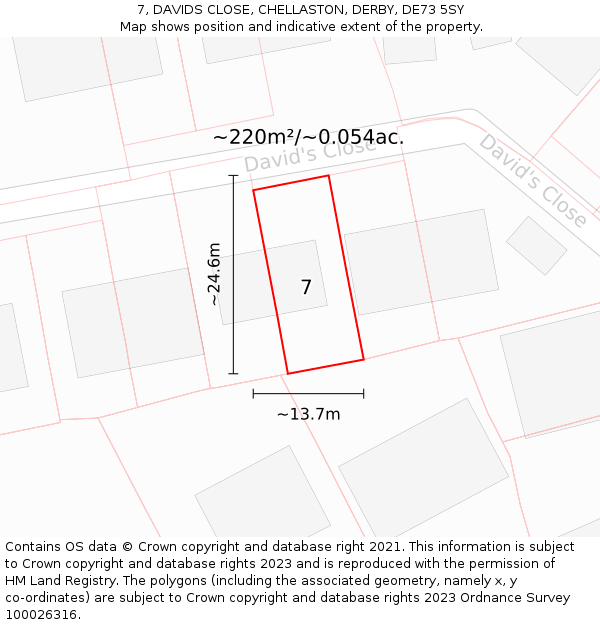 7, DAVIDS CLOSE, CHELLASTON, DERBY, DE73 5SY: Plot and title map