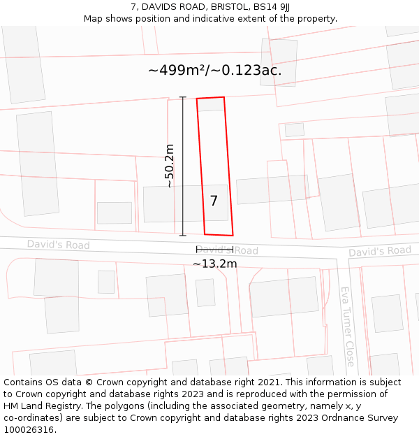 7, DAVIDS ROAD, BRISTOL, BS14 9JJ: Plot and title map