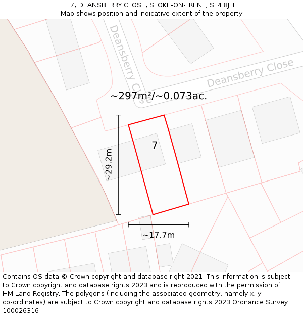 7, DEANSBERRY CLOSE, STOKE-ON-TRENT, ST4 8JH: Plot and title map
