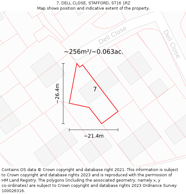 7, DELL CLOSE, STAFFORD, ST16 1RZ: Plot and title map