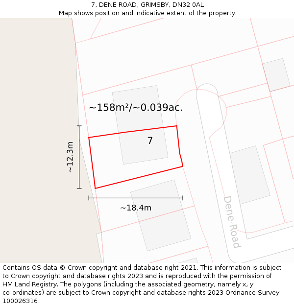 7, DENE ROAD, GRIMSBY, DN32 0AL: Plot and title map