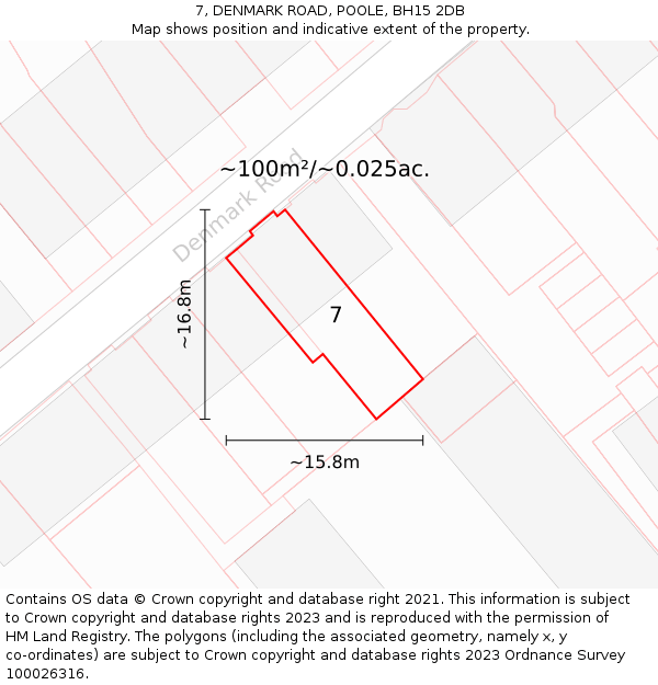 7, DENMARK ROAD, POOLE, BH15 2DB: Plot and title map