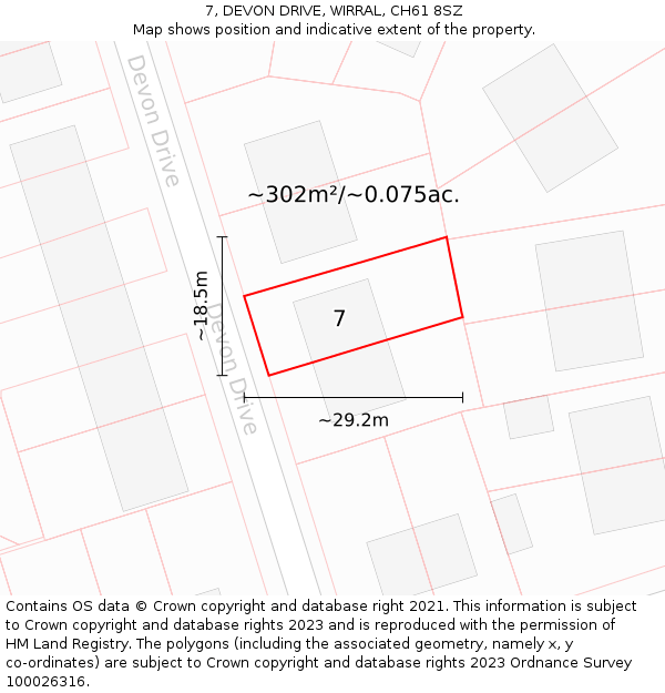 7, DEVON DRIVE, WIRRAL, CH61 8SZ: Plot and title map