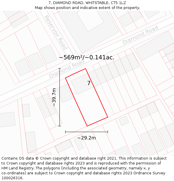 7, DIAMOND ROAD, WHITSTABLE, CT5 1LZ: Plot and title map