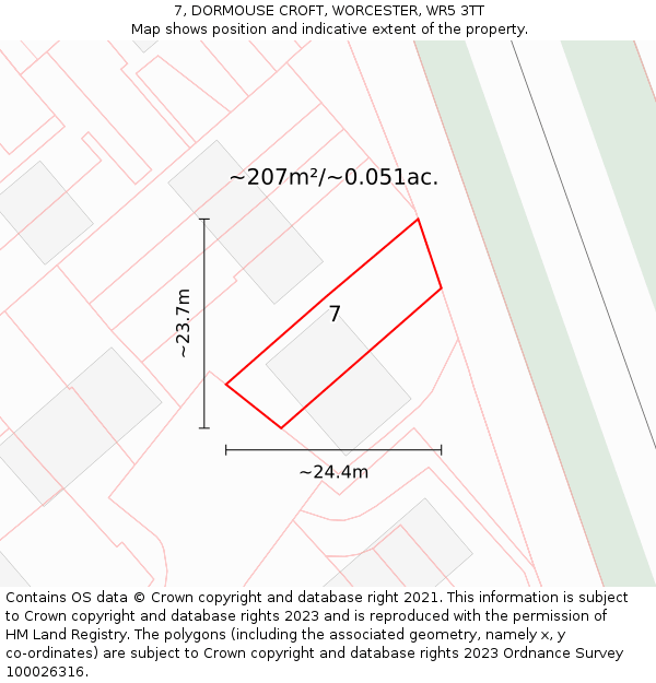 7, DORMOUSE CROFT, WORCESTER, WR5 3TT: Plot and title map