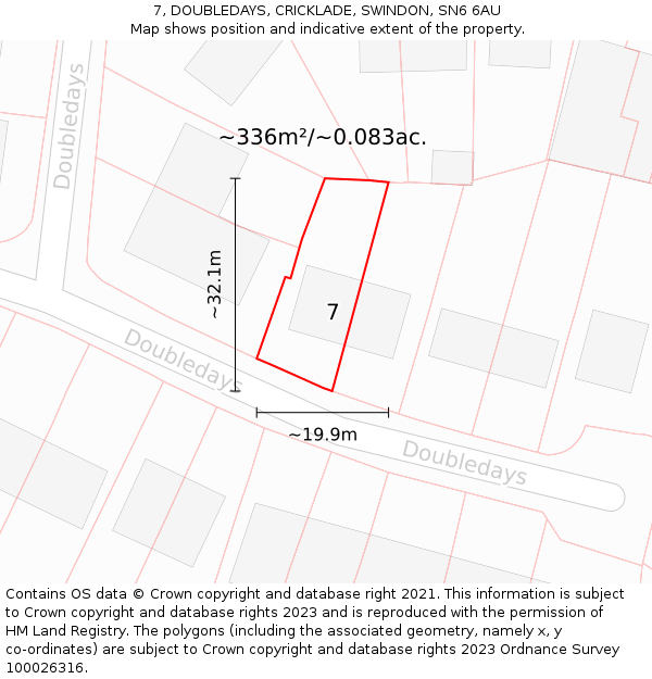 7, DOUBLEDAYS, CRICKLADE, SWINDON, SN6 6AU: Plot and title map