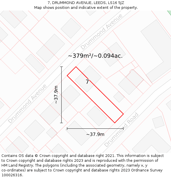 7, DRUMMOND AVENUE, LEEDS, LS16 5JZ: Plot and title map