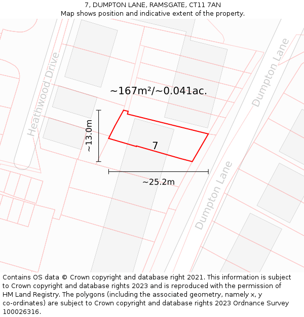 7, DUMPTON LANE, RAMSGATE, CT11 7AN: Plot and title map