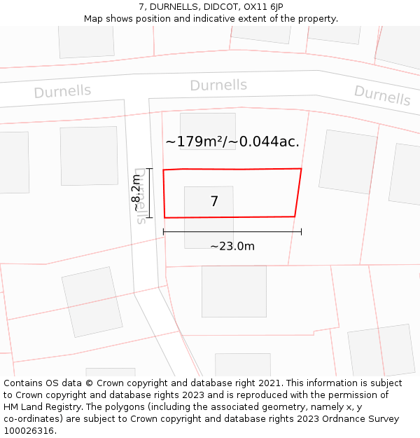 7, DURNELLS, DIDCOT, OX11 6JP: Plot and title map