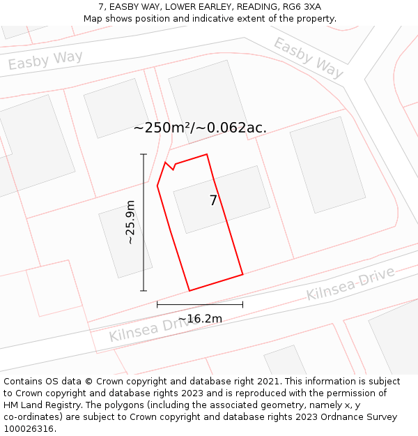 7, EASBY WAY, LOWER EARLEY, READING, RG6 3XA: Plot and title map
