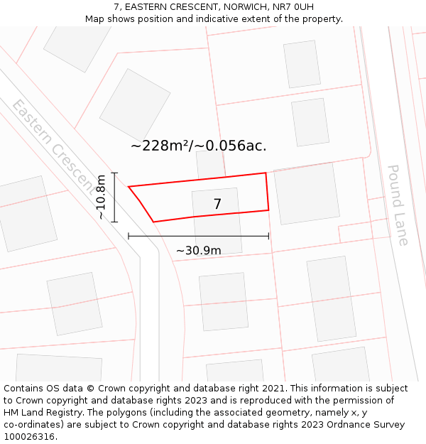 7, EASTERN CRESCENT, NORWICH, NR7 0UH: Plot and title map