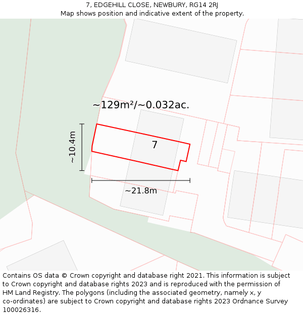 7, EDGEHILL CLOSE, NEWBURY, RG14 2RJ: Plot and title map