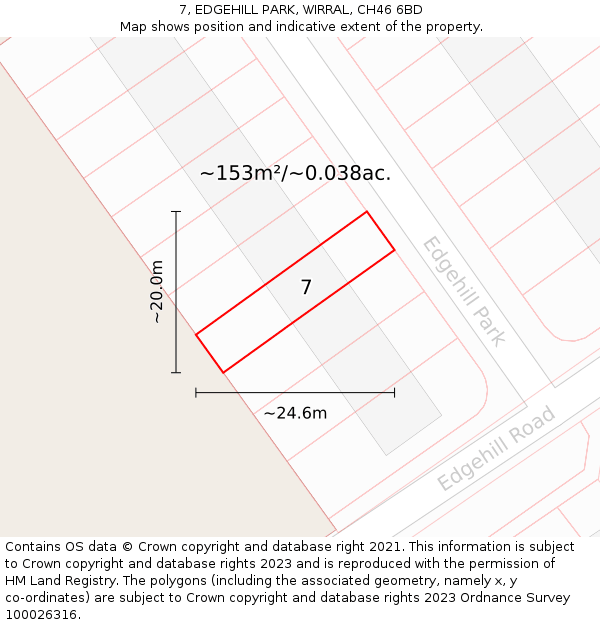 7, EDGEHILL PARK, WIRRAL, CH46 6BD: Plot and title map