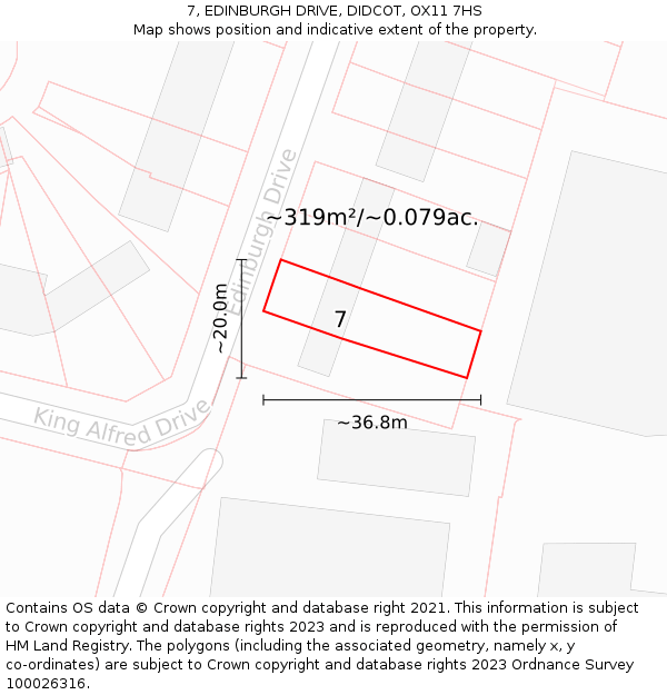 7, EDINBURGH DRIVE, DIDCOT, OX11 7HS: Plot and title map