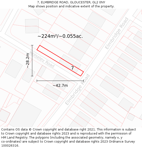 7, ELMBRIDGE ROAD, GLOUCESTER, GL2 0NY: Plot and title map