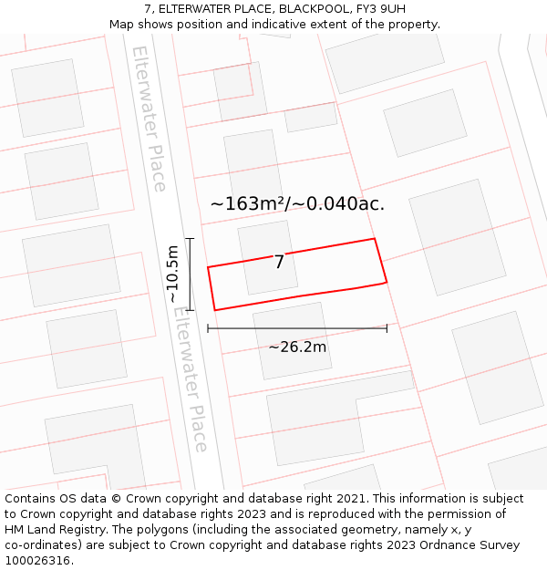 7, ELTERWATER PLACE, BLACKPOOL, FY3 9UH: Plot and title map
