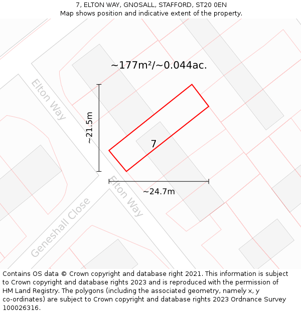7, ELTON WAY, GNOSALL, STAFFORD, ST20 0EN: Plot and title map