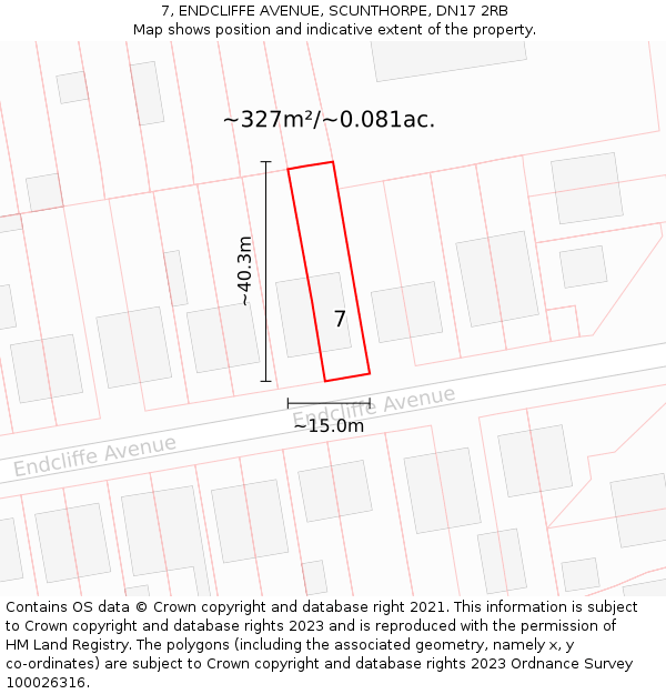 7, ENDCLIFFE AVENUE, SCUNTHORPE, DN17 2RB: Plot and title map