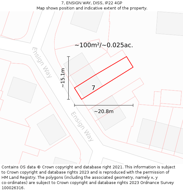7, ENSIGN WAY, DISS, IP22 4GP: Plot and title map