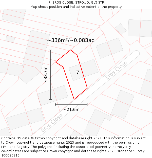 7, EROS CLOSE, STROUD, GL5 3TP: Plot and title map